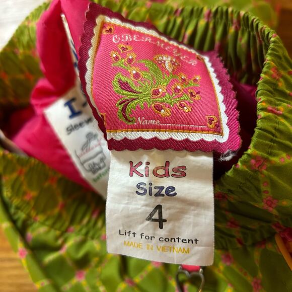 Obermeyer Kids Ski Pants Grow With Me Size 4 Green Pink Floral Geometric Winter - Picture 3 of 7